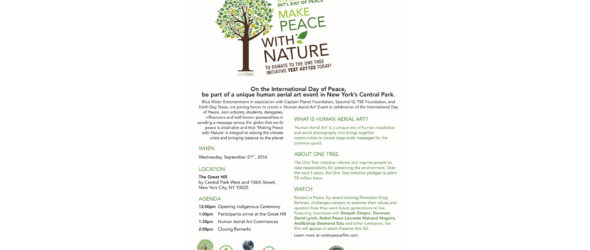 MAKE PEACE WITH NATURE EVENT in celebration of Int’l Day of Peace in Central Park