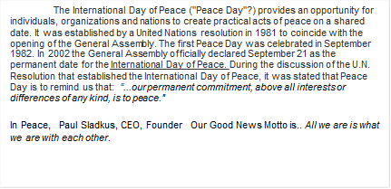 International Day Of Peace message